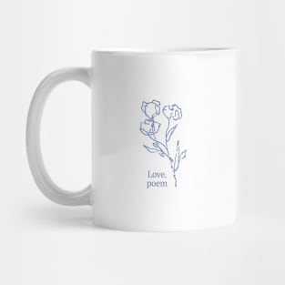 Love Poem Blue Flower Doodle Mug